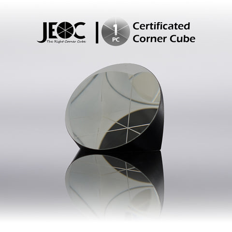 JEOC Certificated Corner Cube, 38.1mm (1.5") Diameter, 28.5mm (1.122") Height reflective prism, Silver Coated