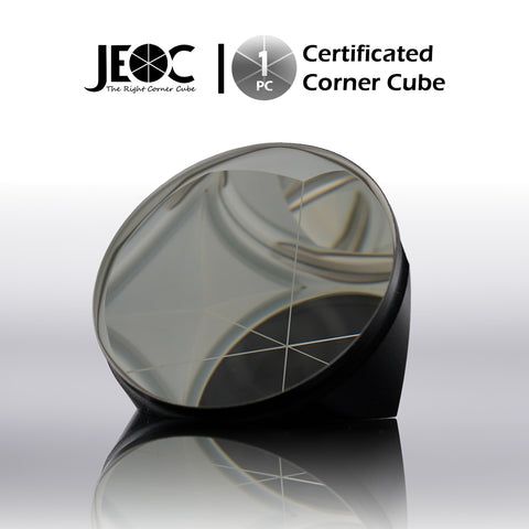 JEOC Certificated Corner Cube, 64mm Diameter, 48mm Height reflective prism, Silver Coated, w/ Groove