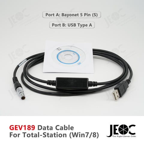 JEOC GEV189 Data Cable for Leica Total-station, win7/8, 734700