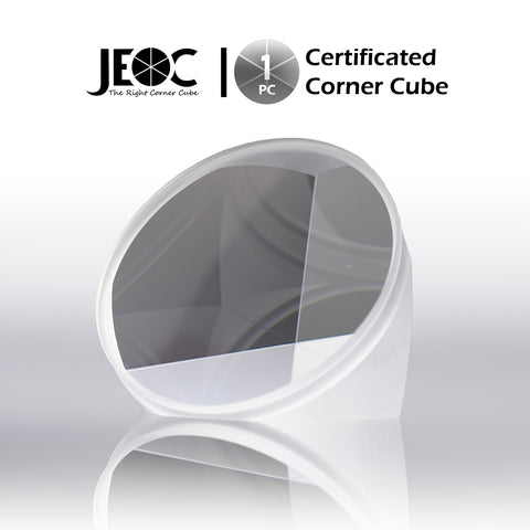 JEOC Certificated Corner Cube, 64mm Diameter, 48mm Height reflective prism, Uncoated, w/ Groove