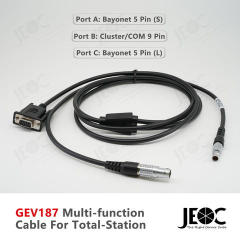 JEOC GEV187 Multi-function Cable for Leica Total-station, 734698 Power and Data Cable