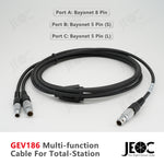 JEOC GEV186 Multi-function Cable for Leica Total-station, 734697 Power and Data Cable