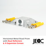 JEOC Horizontal Road Monitoring Prism, Cat eye Prism w/ Dual Aluminum Coated Reflectors and Expansion Screws or Embedded Rod