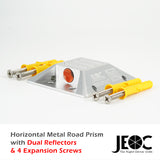 JEOC Horizontal Road Monitoring Prism, Cat eye Prism w/ Dual Copper Coated Reflectors, w/ Expansion Screws or Embedded Rod