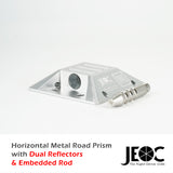 JEOC Horizontal Road Monitoring Prism, Cat eye Prism w/ Dual Aluminum Coated Reflectors and Expansion Screws or Embedded Rod