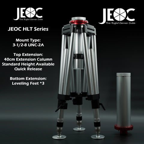 JEOC Heavy Load Tripod with Leveling Kit & 40cm Height Kit, for Faro Leica API Laser Trackers, 3-1/2-8 UNC-2A, with Flight Case