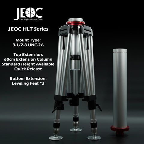 JEOC Heavy Load Tripod with Leveling Kit & 60cm Height Kit, for Faro Leica API Laser Trackers, 3-1/2-8 UNC-2A, with Flight Case