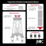 JEOC Heavy Load Tripod with Leveling Kit & 80cm Height Kit, for Faro Leica API Laser Trackers, 3-1/2-8 UNC-2A, with Flight Case