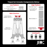 JEOC Heavy Load Tripod with Leveling Kit & 80cm Height Kit, for Faro Leica API Laser Trackers, 3-1/2-8 UNC-2A, with Flight Case