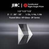 10Pcs of JEOC Certificated Right Angle Prism, 1.5”*1.5”*1.5”, K9 Optical Glass