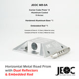 JEOC Horizontal Road Monitoring Prism, Cat eye Prism w/ Dual Aluminum Coated Reflectors and Expansion Screws or Embedded Rod