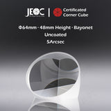 JEOC Certificated Corner Cube, 64mm Diameter, 48mm Height reflective prism, Uncoated, w/ Bayonet