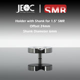 JEOC Magnetic Holder with Shank for 1.5" SMR, 24mm offset, 6mm Shank diameter, Laser Tracker SMR Pin Nest, plus