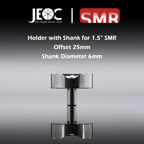 JEOC Magnetic Holder with Shank for 1.5" SMR, 25mm offset, 6mm Shank diameter, 1.5" Ball Probe Seat