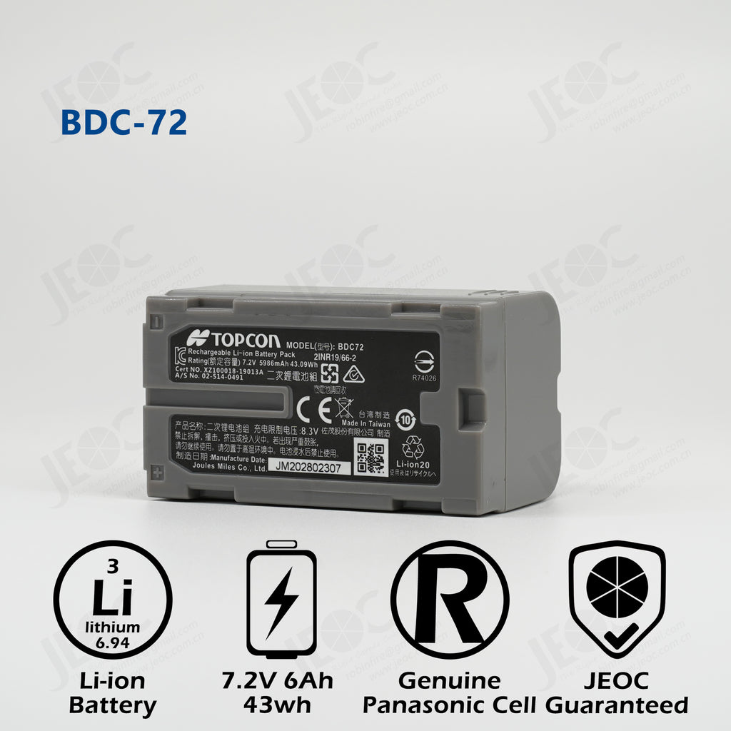 Replacement Battery of Topcon BDC-72, for GM/FX Series Total