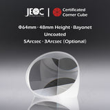 JEOC Certificated Corner Cube, 64mm Diameter, 48mm Height reflective prism, Uncoated, w/ Bayonet