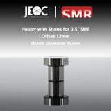 JEOC Magnetic Holder with Shank for 0.5" SMR, 12mm offset, 16mm Shank diameter, 0.5" Ball Probe Seat, Laser Tracker SMR Pin Nest