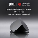 100pcs JEOC Certificated Corner Cube, 64mm Diameter, 48mm Height reflective prism, Silver Coated, w/ Groove