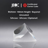 JEOC Certificated Corner Cube, 64mm Diameter, 48mm Height reflective prism, Uncoated, w/ Bayonet