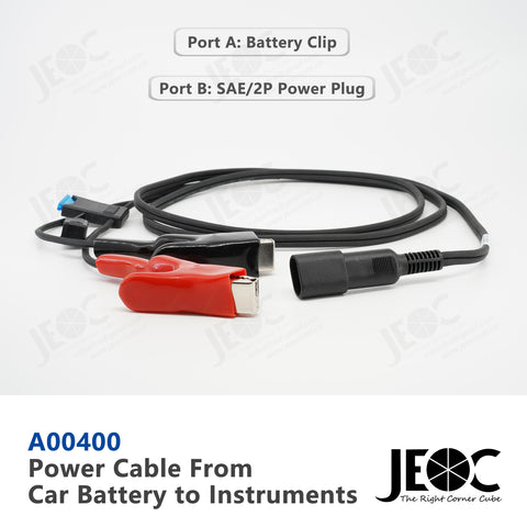 JEOC A00400 Cable, Power Cable from Car Battery to SAE/2P Plug, for Data Radio, GNSS Receiver, Total-station